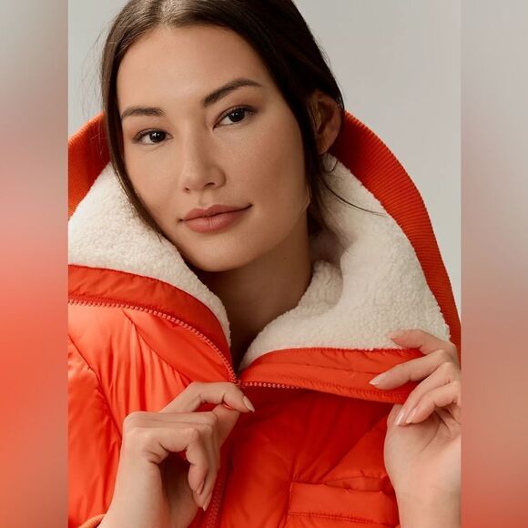 Anthropologie Maeve Sherpa Collared Cropped Puffer Jacket NWT - Picture 4 of 14